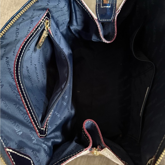 Arcadia Shiny Blue Satchel - Picture 3 of 5